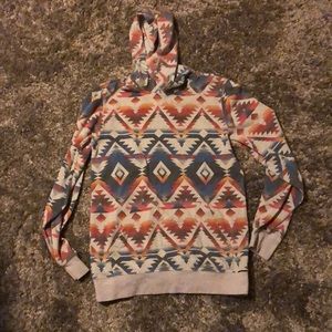 Aztec print hooded sweat shirt